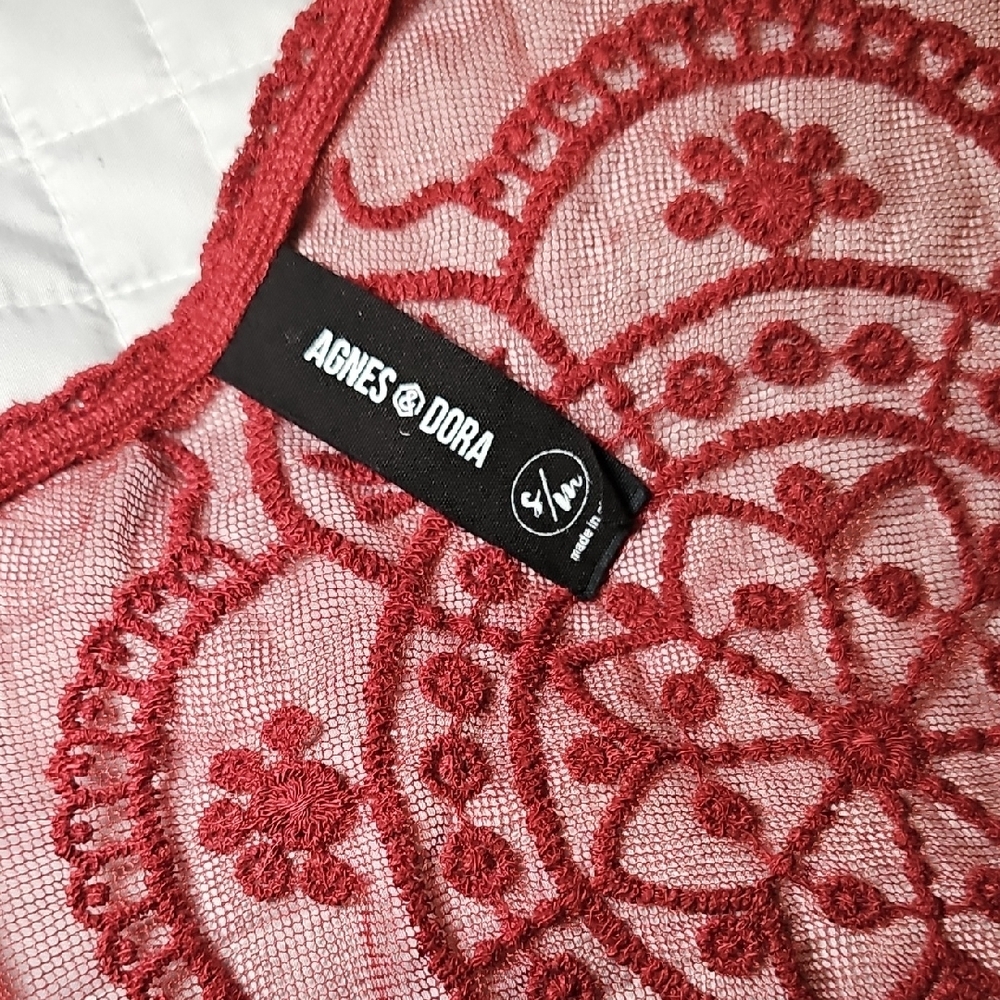Agnes & Dora Vintage Red Lace Cardigan Womens Size Small/Medium - Picture 6 of 8